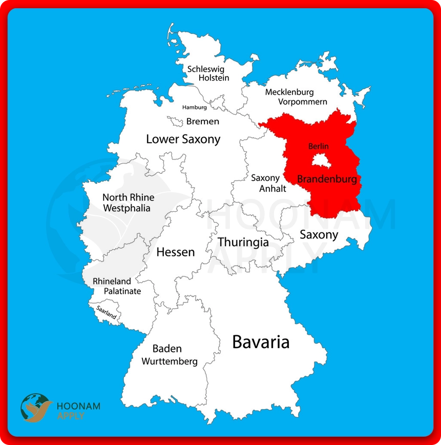 موقعیت ایالت براندنبورگ در شمال شرقی آلمان